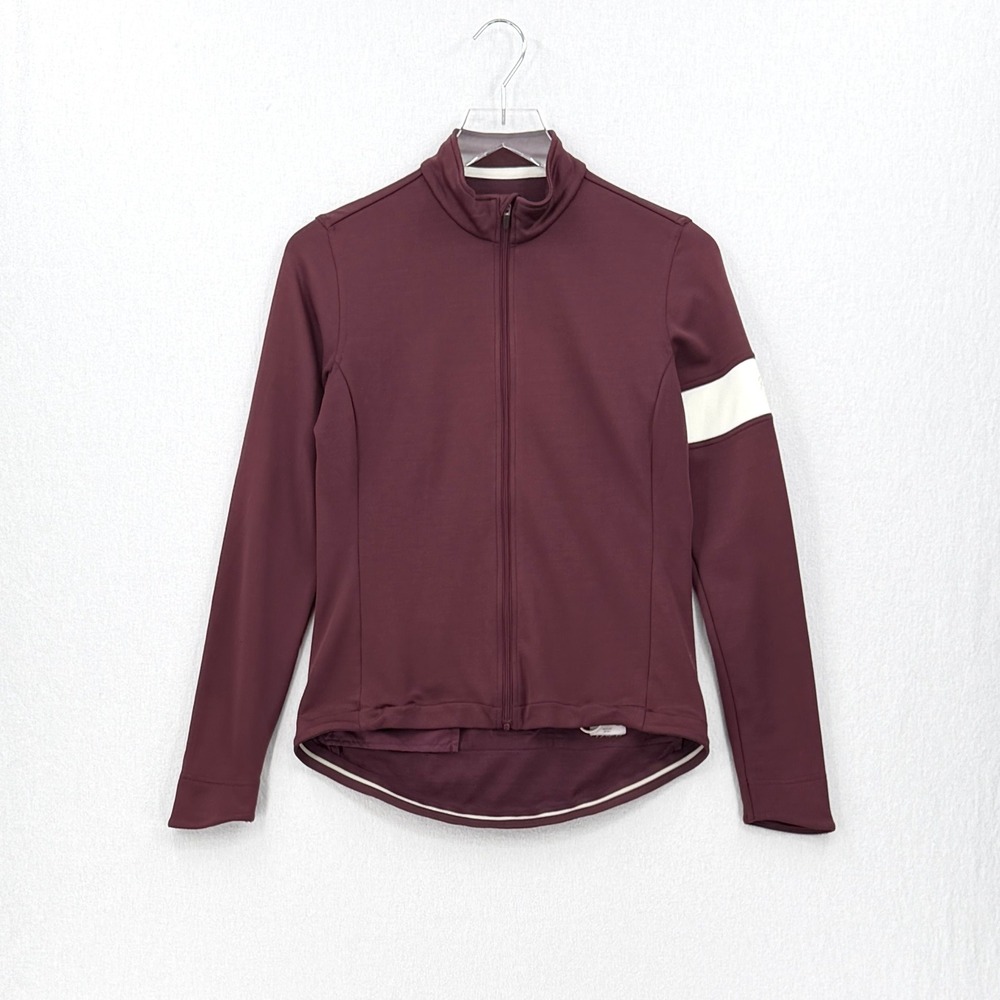 RAPHA Long Sleeve Jersey Women Medium Burgundy Cycling Merino Wool Blend Zip Up - Picture 3 of 16